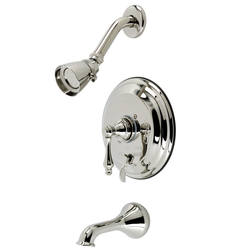 Kingston Brass Restoration Single-Handle Pressure Balanced Tub and Shower Faucet, Polished Nickel