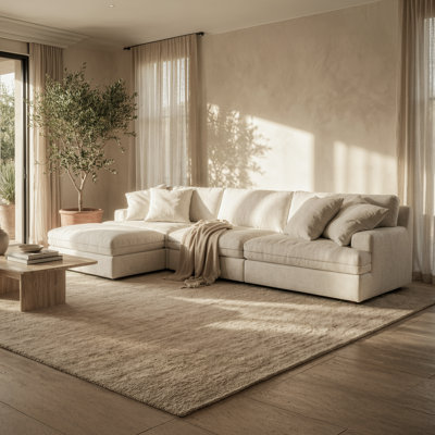 Canapé d'angle Cloud de 280 cm (110,2 po), canapé modulaire en forme de L avec coussins superposés, pouf amovible, aucun assemblage requis