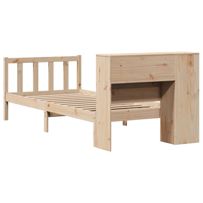 Bookcase Bed Without Mattress Solid Wood Pine, 81 x 219.5 cm, Natural