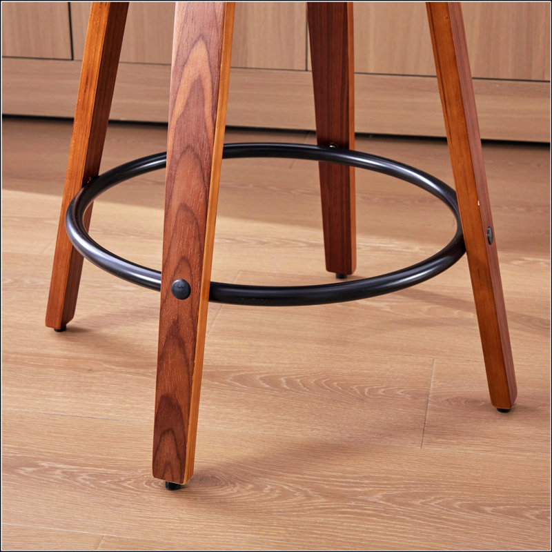 Ensemble de 3 tabourets de bar à hauteur de comptoir de 26 pouces avec dossier en rotin de canne et siège rembourré en lin beige, conception pivotante pour plus de confort et de style