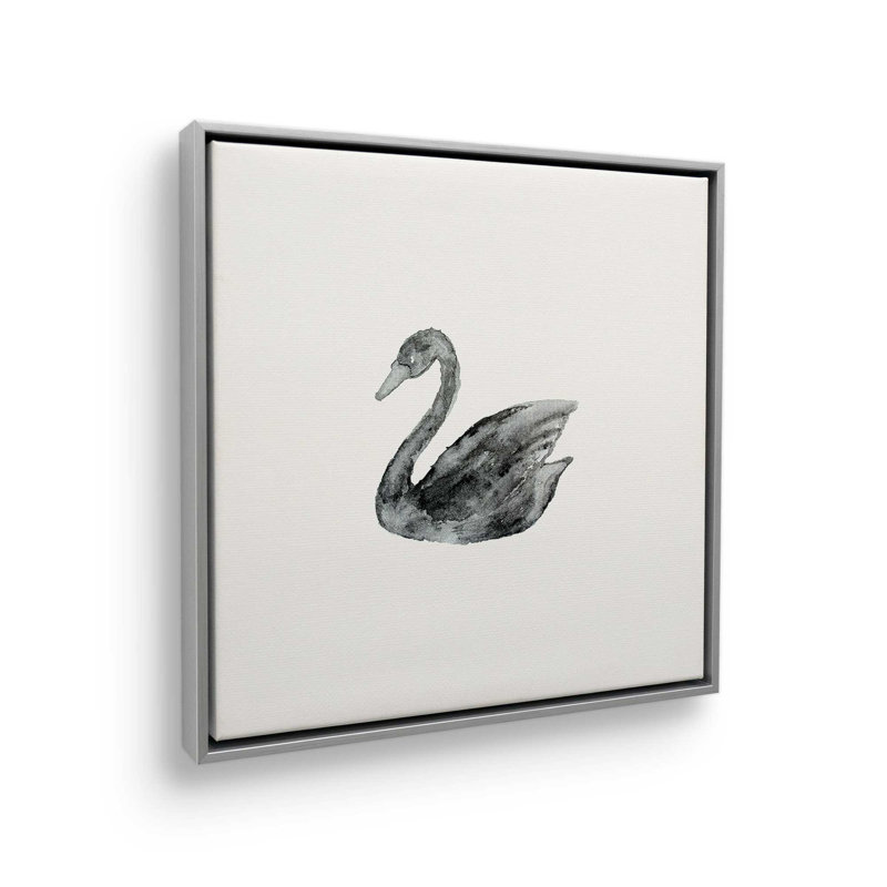 Impression sur toile «Elegant Black White Swan» par Pink Water, H 12 po x l 12 po, Argent argent