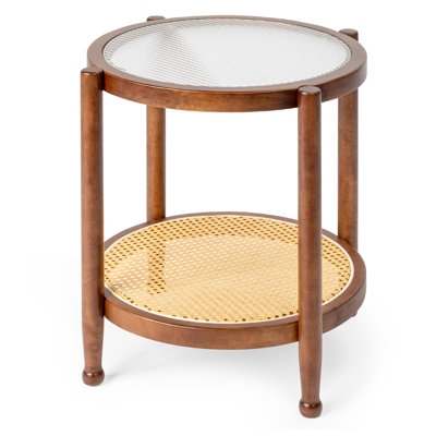 19.7In. Patio Walnut Color Wooden Side Table by Bayou Breeze