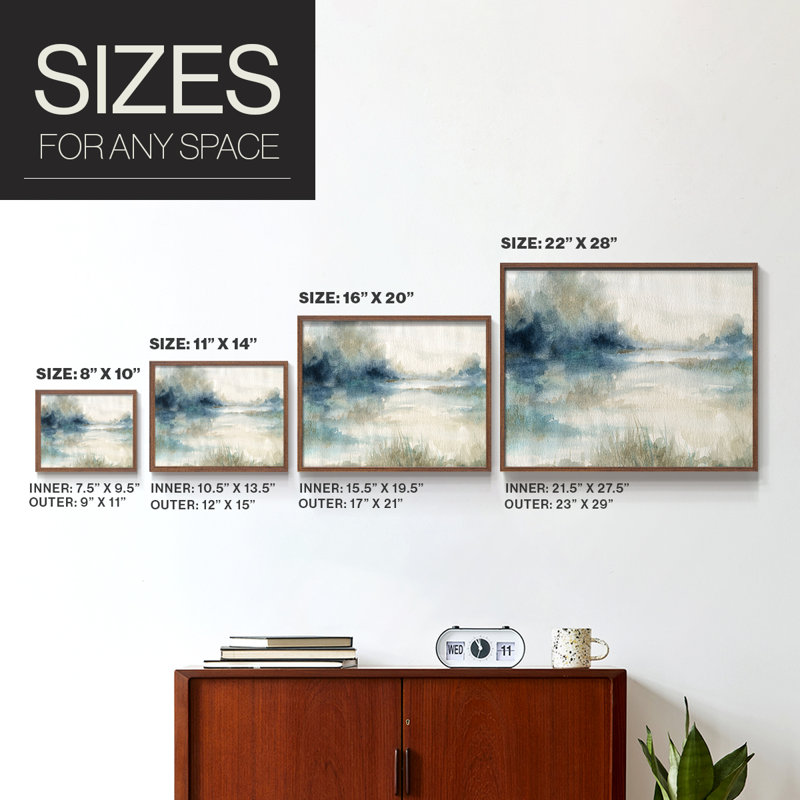 «Still Evening Waters II», reproduction encadrée - Restickable, H 22 po x l 28 po, Noyer