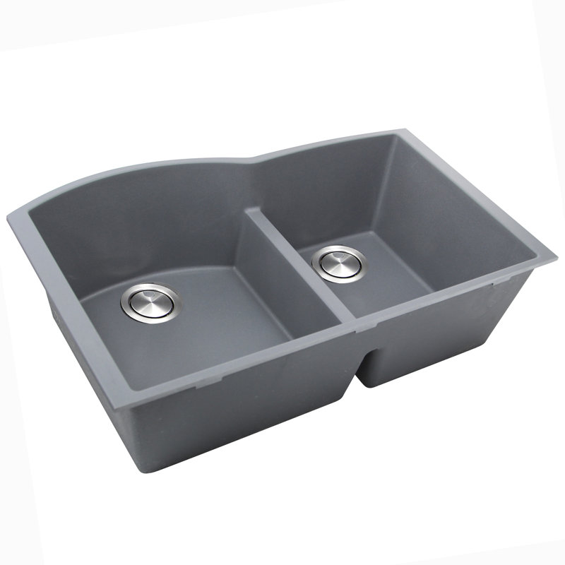 Plymouth 33'' L Double Basin Kitchen Sink, Titanium