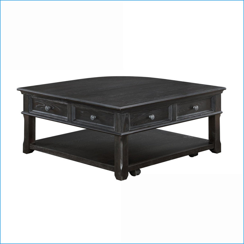 Table basse à plateau relevable gris anthracite pour le salon - Tiroir de rangement, tablettes et amp; Roulettes