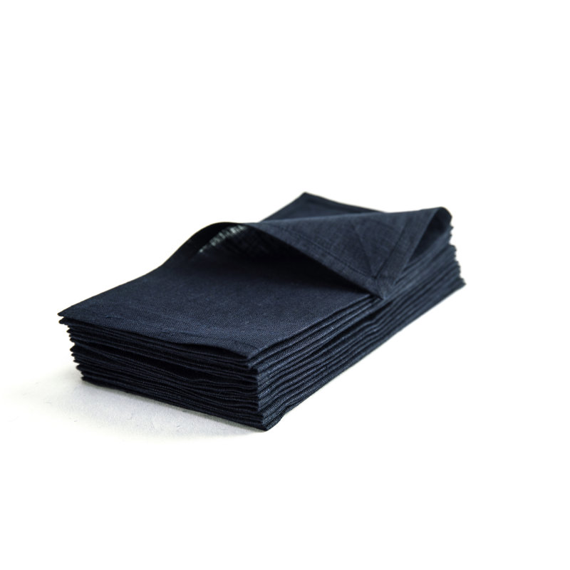 100% Pure Linen Cocktail Napkins - Athena, 9" x 9", Navy