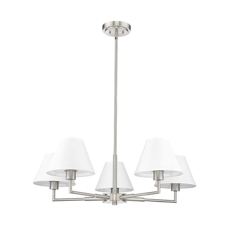 Wareesha 5 - Light Steel Dimmable Shaded / Spider Chandelier, Brushed Nickel