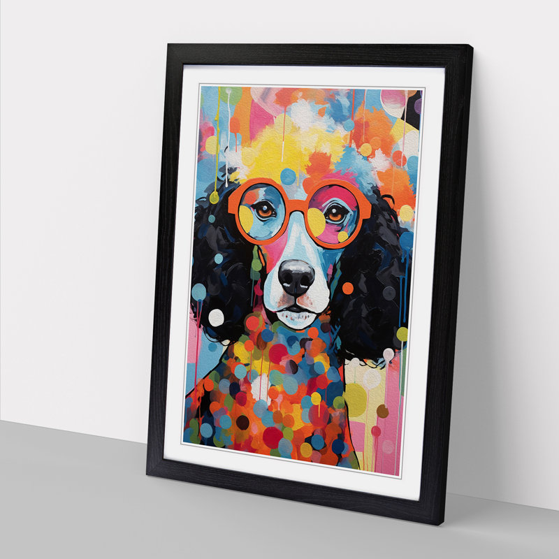 Poodle Abstract No.2 - Single Picture Frame Print on Wood, Black Framed, 34cm H x 25cm W x 2cm D