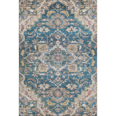Premium Machine Washable Prisco Blue Rug