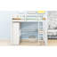 Lit mezzanine double en bois avec garde-robe intégrée, bureau, tablettes et tiroirs, blanc-233063559