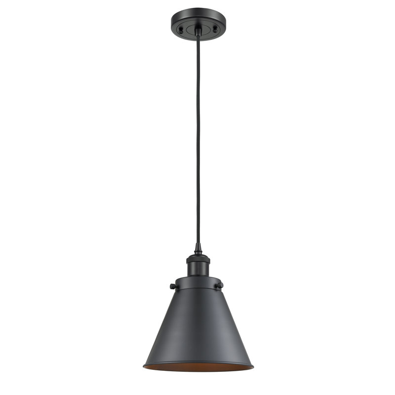 Luminaire suspendu conique à 1 lumière Donovan, Ampoule non incluse, Noir mat
