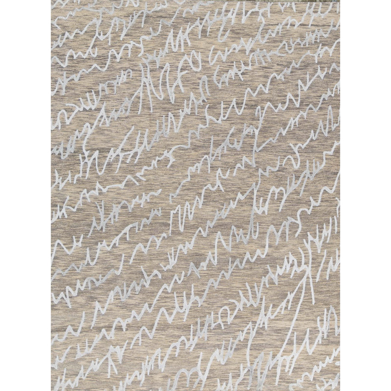 Jute / Sisal Abstract Area Rug in Silver, Rectangle 8'2" x 10'4"
