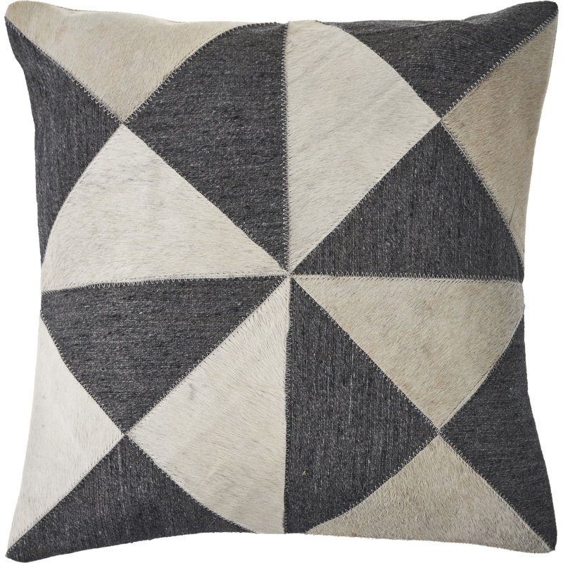 Thais Geometric 8" Throw Pillow, Polyfill, Ivory & Black