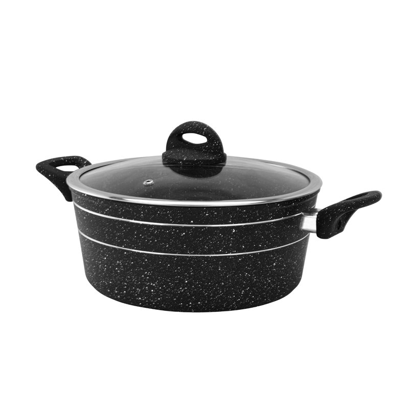 ROYALFORD Casserole Dish | Induction Safe Cooking Pot with Tempered Glass Lid | Forged Aluminium Cookware with 5-Layer Non-Stick Granite Coating PFOA Free & Dishwasher Safe | Terranox Series