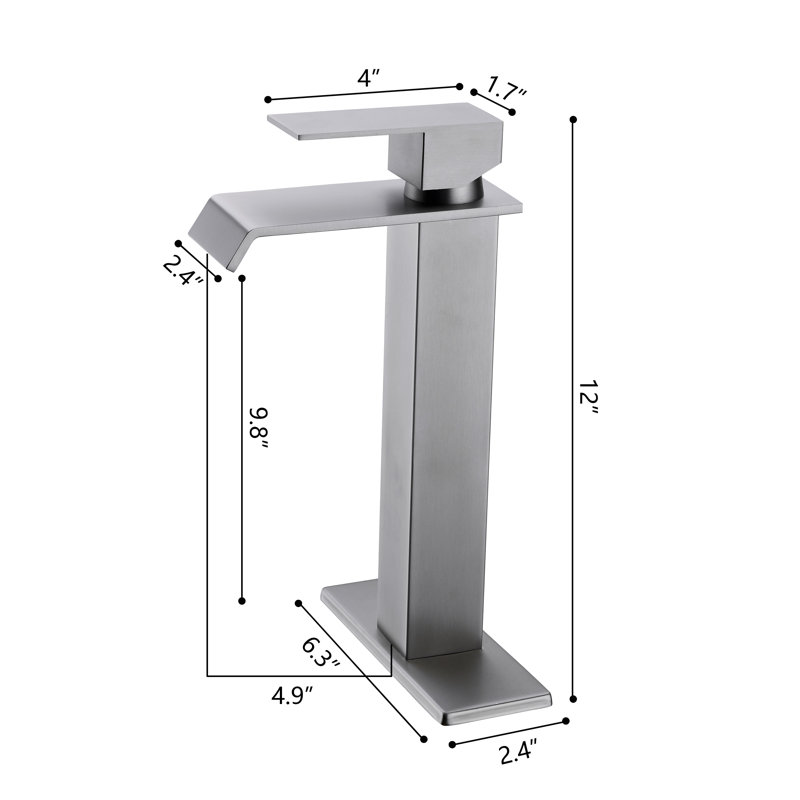 Robinet de lavabo vasque à poignée simple, Nickel brossé