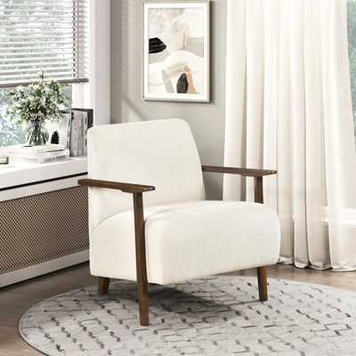 Chaise beige en bois massif avec accents de poids de 37,5 lb pour les ressorts ensachés de l'espace de vie principal