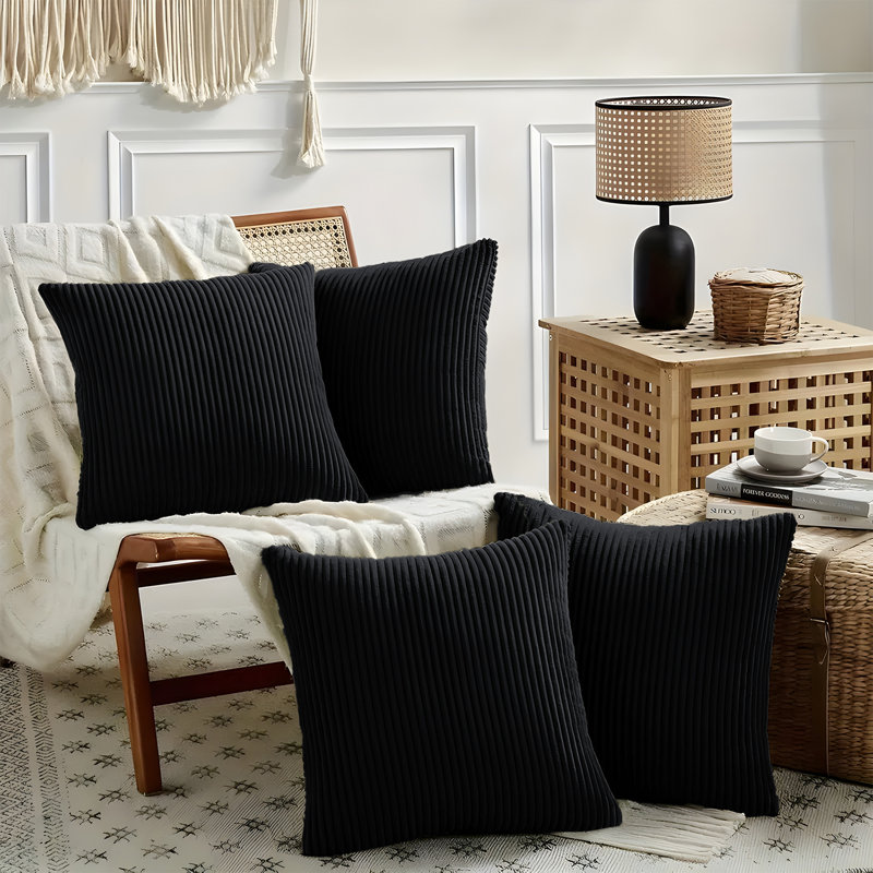 Striped Square Throw Pillow Insert, Black