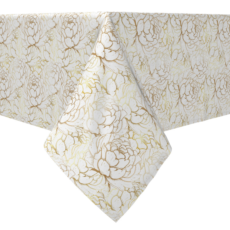 Fabric Textile Products, Inc. Rectangular Tablecloth, 100% Cotton, 60X84", Golden Peony, 84" x 60"