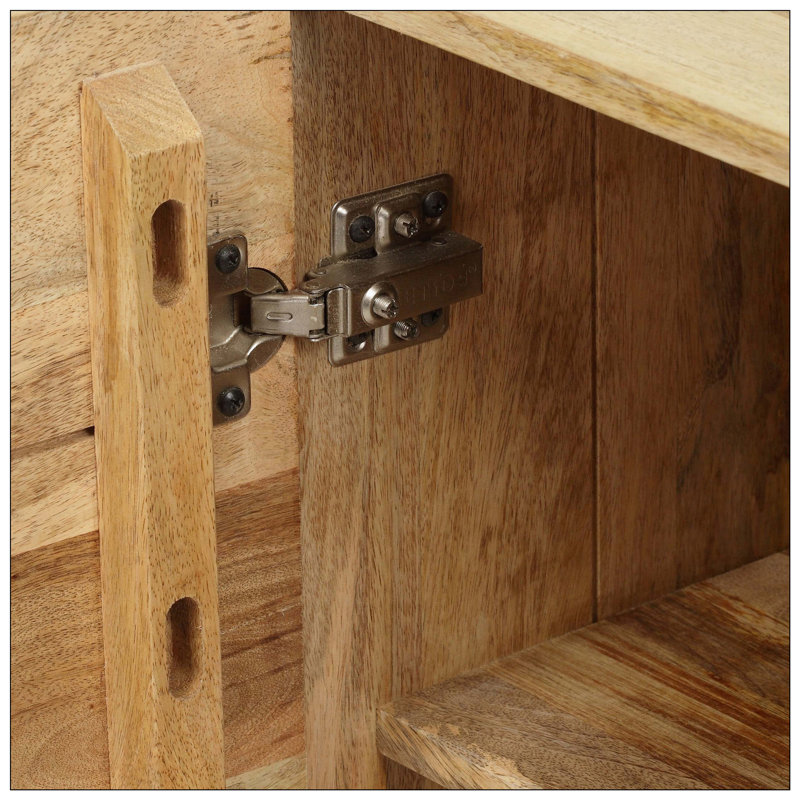 Table de chevet avec 1 porte, conservant une fonctionnalité solide, fabriquée en bois de manguier magnifique et dotée d'une porte d'armoire de conception unique