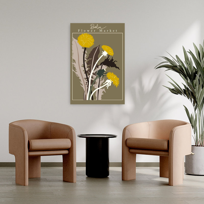 Berlin Flower Market Dandelions Minimalist Modern Abstract Dandelion Flower Nature Wall Art Print 1 Piece Wrapped Canvas Wall Art