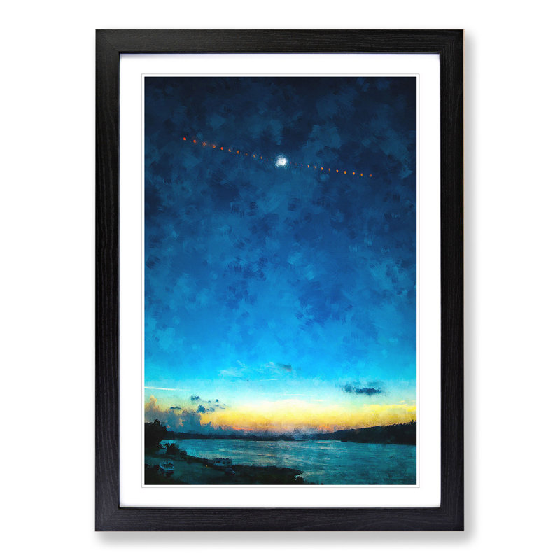 Total Eclipse over the River - Picture Frame Graphic Art, 65cm H x 48cm W x 2cm D, Black