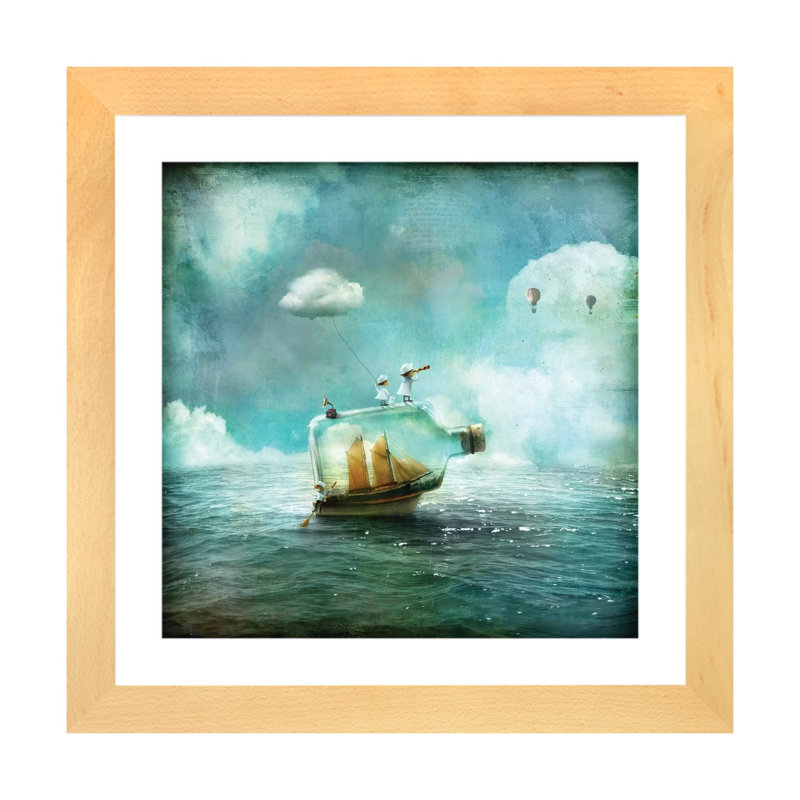«Juni» par Alexander Jansson - impression d'art graphique, Papier encadré de bois naturel, H 16 po x l 16 po x p 1 po