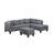 104.5" Upholstered Sofa,Chaise & Ottoman , Gray
