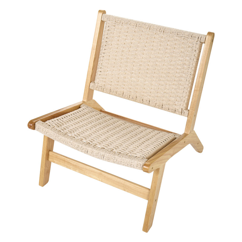 Upholstered Accent Chair, Beige Wood