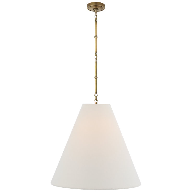 Thomas O'Brien Goodman Large Hanging Lamp, Hand-Rubbed Antique Brass, Fabric