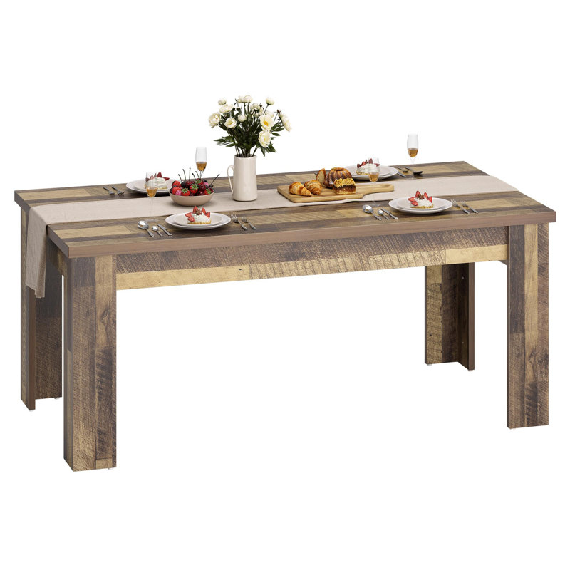 Table de salle à manger de 63 po pour 4-6 personnes, table de salle à manger avec plateau de table épaissi de 1,18 po, Brun