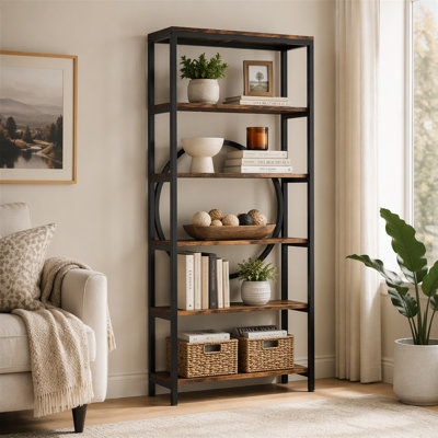 6-Tier Bookshelf, 70.9" Industrial Bookcase Display Shelf
