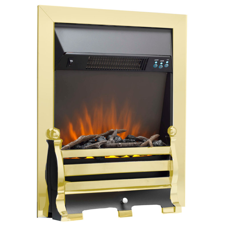 Finbar Belfry Heating 48cm W Electric Fireplace Insert with 4000 BTU, Brass
