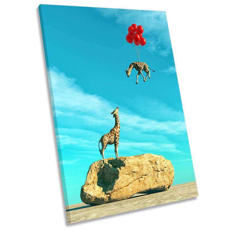 Giraffe Balloons Surrealism - Wrapped Canvas Print, 45.7cm H x 30.5cm W x 2cm D