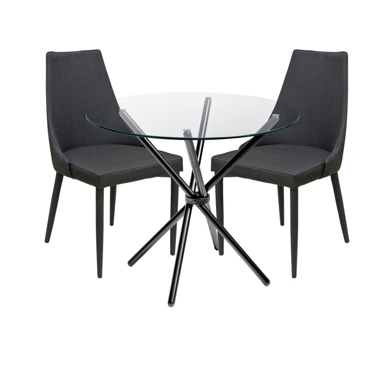 Ayarie 4 - Person Dining Set, Charcoal, Black