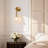 Modern Gold 1-Light Wall Sconce with Textured Glass Shade, Adjustable Cord, Brass Wall Mount for Bedroom, Bathroom & Hallway