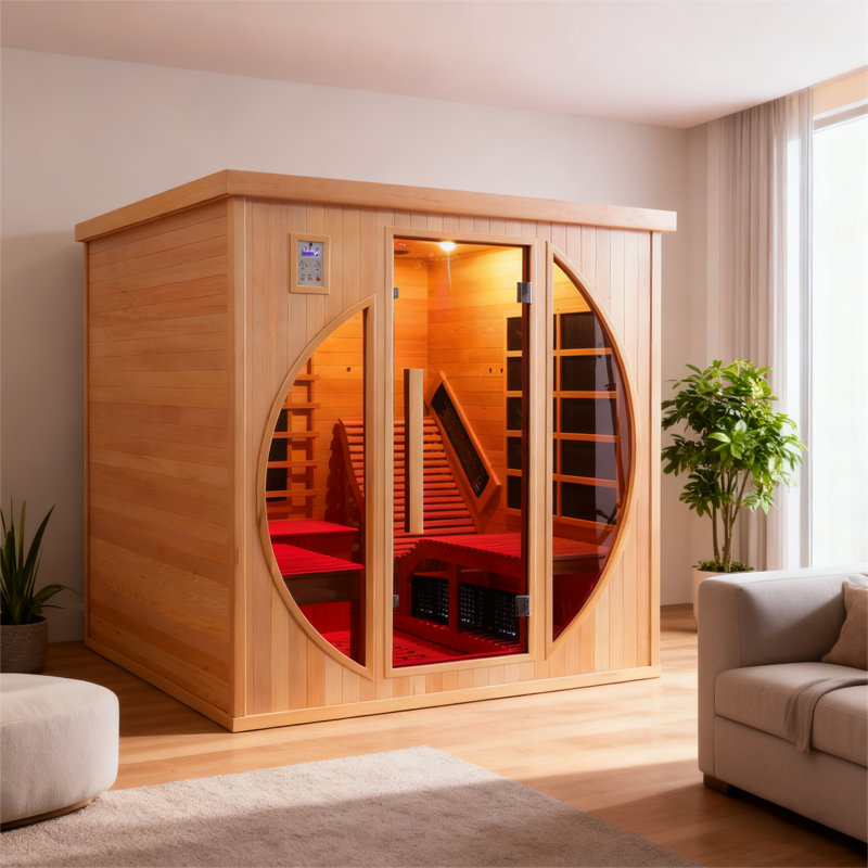 2-Person Far Infrared Indoor Sauna, Red Cedar Wood Sauna Room With Dual Recliners