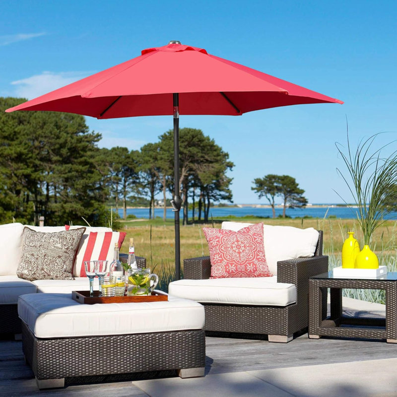Caillan Tilt Market Parasol, 203cm H x 230cm W x 230cm D, Red