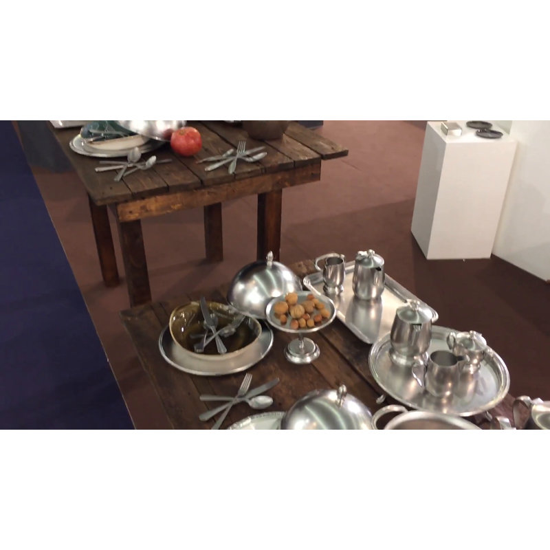 Epoque Silver Hammered Stainless Steel Serving Fork and Spoon Set