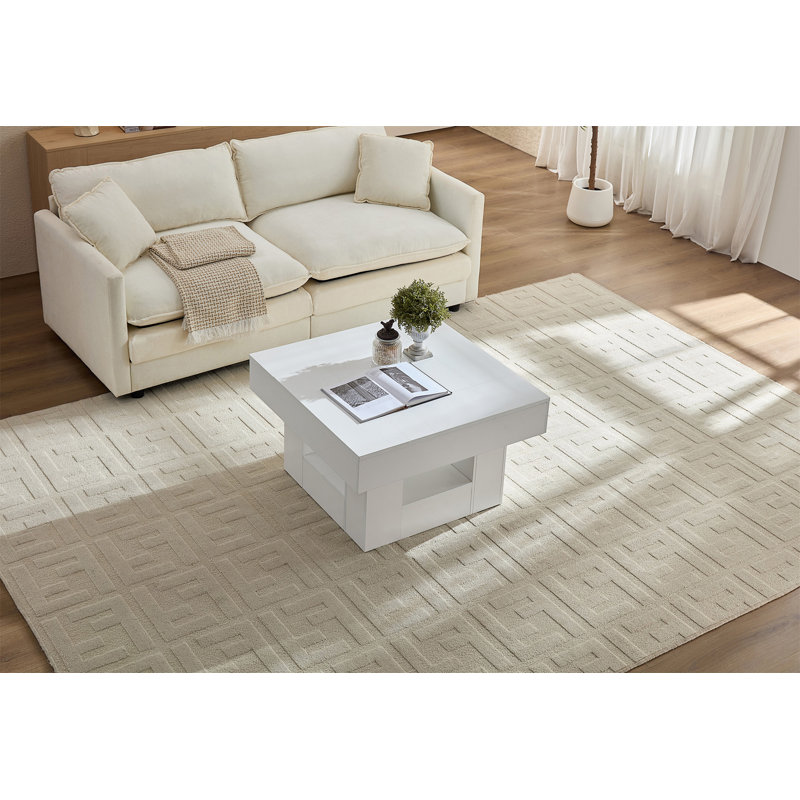 Table basse rustique carrée, White