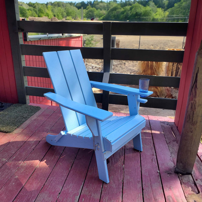 Chaise Adirondack en PEHD moderne et pliable, conception ultra durable et résistante aux intempéries, pliage facile sans goupilles nécessaires, capacité de 300 lb, bleu turquoise