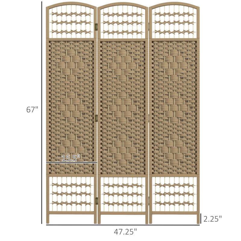 Écran d'intimité à 3 panneaux, 5,6 pi Style en bois naturel. Cloison tissée à la main pour plus d'intimité. Convient au salon, à la chambre à coucher ou au bureau à domicile. , Permet l'air et. Rangement pliable. Aucune cloison requise