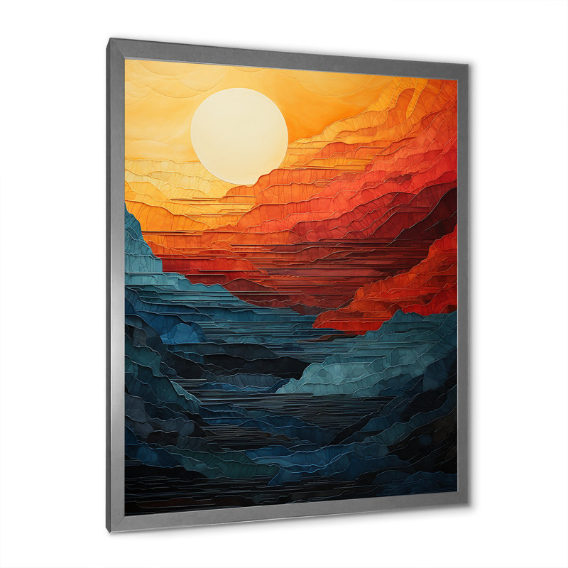 «Bold Sunrise Horizon IV - Sunrises Sunset», reproduction d'art, Cadre photo argenté, H 32 po x l 24 po x P 1 po