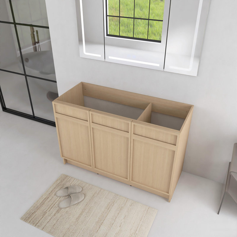 Base de meuble-lavabo autoportant 48 pouces avec portes à fermeture douce et tablettes réglables, chêne Dune