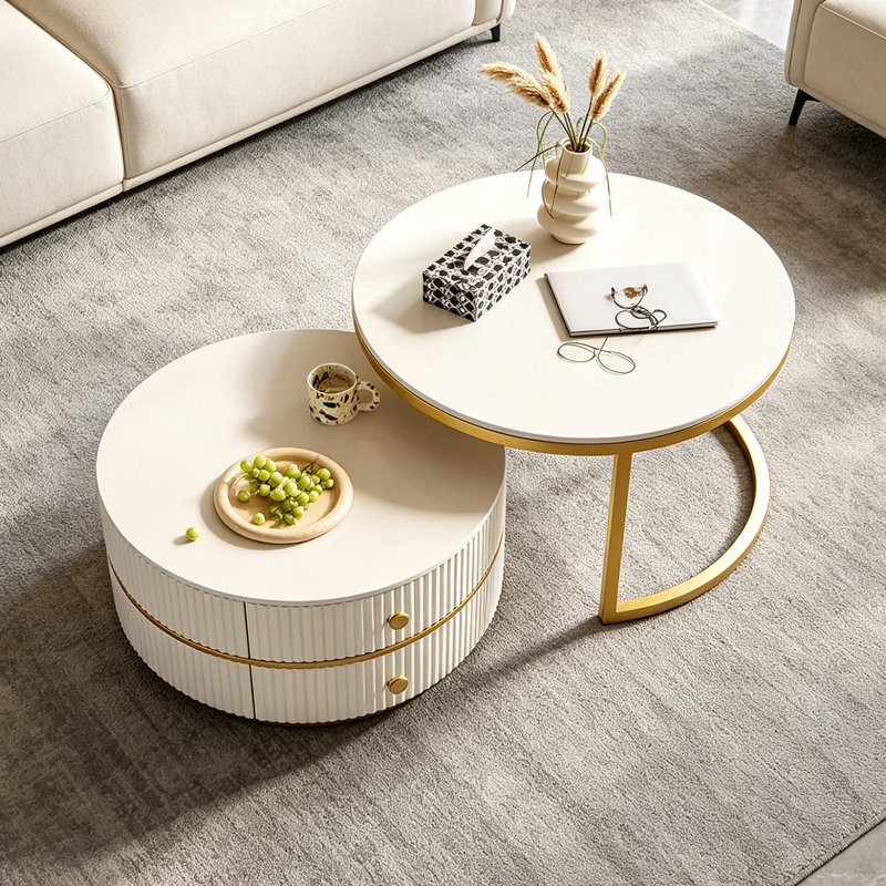 Bourgeoise, H 17,71 po x L 27,55 po x l 27,55 po, White, Doré / Blanc