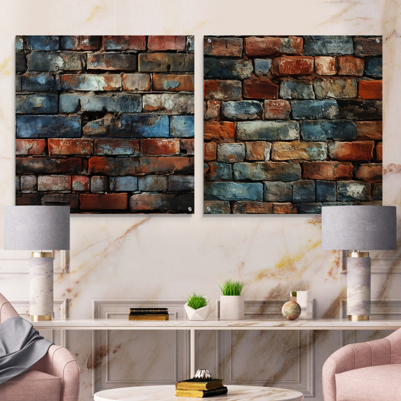 Landes - Ensemble de 2 peintures murales abstraites en acrylique, H 36 po x l 73 po