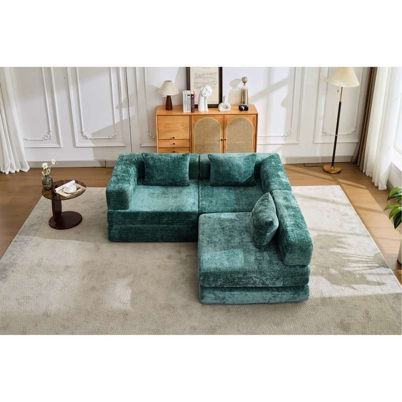 Lit convertible au sol, conception à compression sans os, chenille foncée, sans assemblage, mousse à mémoire de forme à 3 places pour œuf