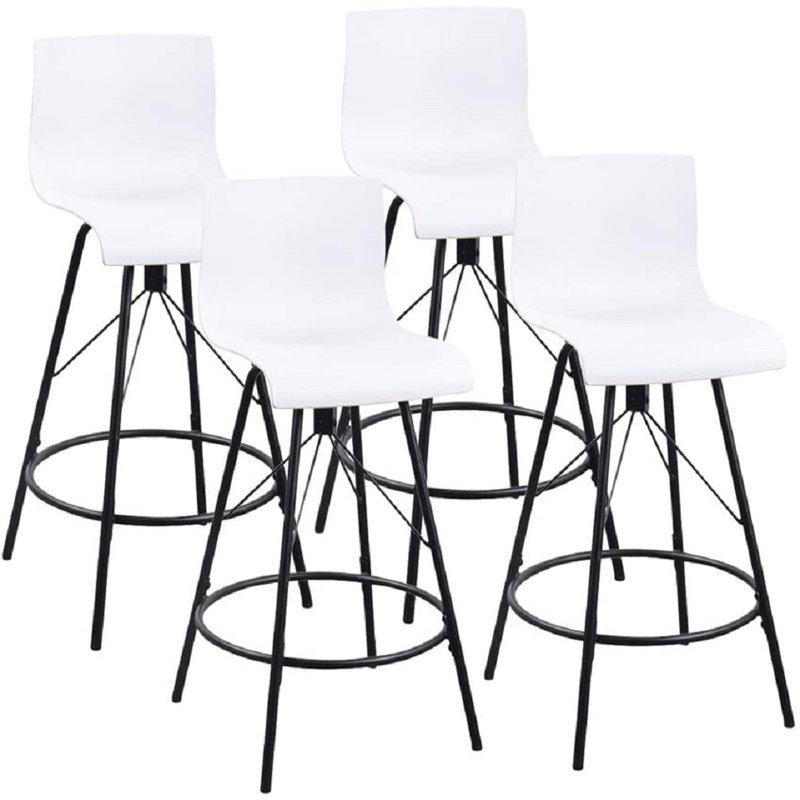 White Swivel Saddle Style Metal Counter Stools, Set of 4