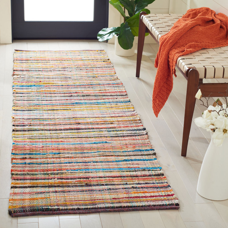 Tapis rayé en tissu / métal Fales Office Chair Collection, Tapis de couloir 2 pi 3 po x 8 pi