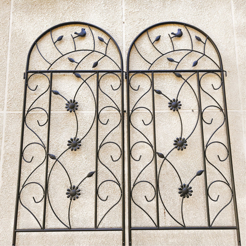 Ensemble de 2 treillis de jardin en métal 86,7 po x 19,7 po antirouille pour plantes grimpantes