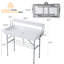 Table pliante extérieure avec refroidisseur de glace avec drain, tables de glace à deux niveaux avec jupe amovible et tablette de rangement supplémentaire, utilisation intérieure extérieure pour événements, fêtes, mariage, camping, barbecue, blanc
